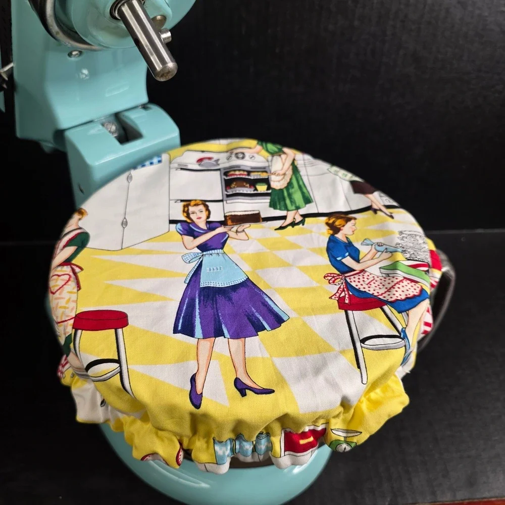 Kitschy Baking Housewife MCM Retro‎ KitchenAid Mixer Mixing Bowl Cover Baking